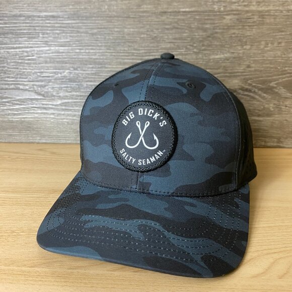 Big Dick's Salty Seaman Hat Cap Strap Back Gray Black Camo Adjustable - Picture 3 of 9